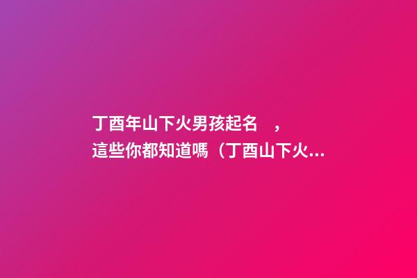 丁酉年山下火男孩起名，這些你都知道嗎（丁酉山下火命的男孩）